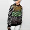 Jersey de lana de cuello redondo con estampado de Arrows y logotipo Off-White para hombre, colección FW21, corte holgado, verde