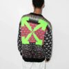 Jersey de lana de cuello redondo con estampado de Arrows y logotipo Off-White para hombre, colección FW21, corte holgado, verde