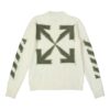 Jersey de lana de cuello redondo con logo de flecha Off-White para hombre FW21, corte holgado, blanco lechoso