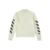 Jersey de lana de cuello redondo con logo de flecha Off-White para hombre FW21, corte holgado, blanco lechoso