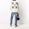 Jersey de lana de cuello redondo con logo de flecha Off-White para hombre FW21, corte holgado, blanco lechoso