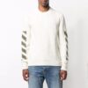 Jersey de lana de cuello redondo con logo de flecha Off-White para hombre FW21, corte holgado, blanco lechoso
