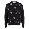 Jersey de lana de cuello redondo con logo de punto intarsia Off-White para hombre, temporada FW21, corte holgado, color negro