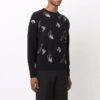 Jersey de lana de cuello redondo con logo de punto intarsia Off-White para hombre, temporada FW21, corte holgado, color negro
