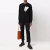 Jersey de lana de cuello redondo con logo «Hands Off» y estampado alfabético de Off-White para hombre, colección FW21, corte holgado, color negro