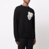 Jersey de lana de cuello redondo con logo «Hands Off» y estampado alfabético de Off-White para hombre, colección FW21, corte holgado, color negro
