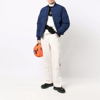 Jersey de lana de cuello redondo de punto con estampado tie-dye y bloques de color para hombre Off-White FW21, corte holgado, blanco