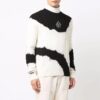 Jersey de lana de cuello redondo de punto con estampado tie-dye y bloques de color para hombre Off-White FW21, corte holgado, blanco