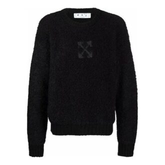 Jersey de lana de cuello redondo y manga larga con estampado de flechas Off-White para hombre FW21, negro