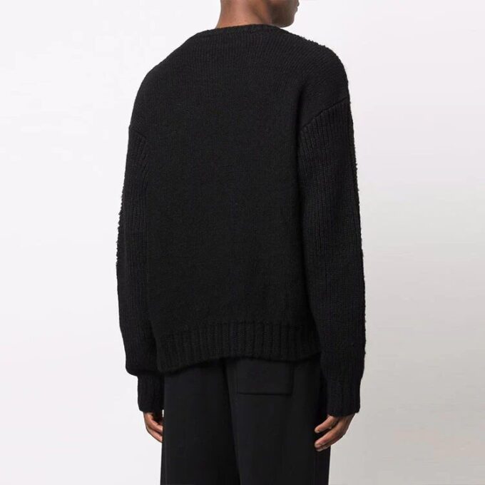 Jersey de lana de cuello redondo y manga larga con estampado de flechas Off-White para hombre FW21, negro