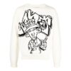 Jersey de lana de cuello redondo y manga larga con patrón de intarsia de Off-White para hombre, colección FW22, corte holgado, color blanco