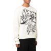 Jersey de lana de cuello redondo y manga larga con patrón de intarsia de Off-White para hombre, colección FW22, corte holgado, color blanco