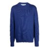 Jersey de lana de cuello redondo y manga larga con patrón geométrico en intarsia de Off-White para hombre, colección Otoño-Invierno 2022, color azul