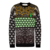 Jersey de lana de cuello redondo y manga larga de punto Off-White para hombre FW21, corte holgado, negro