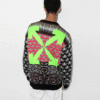 Jersey de lana de cuello redondo y manga larga de punto Off-White para hombre FW21, corte holgado, negro