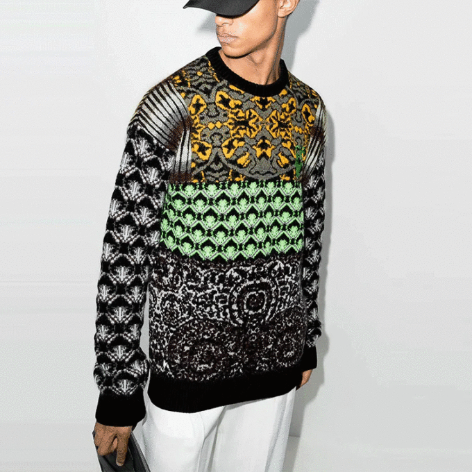 Jersey de lana de cuello redondo y manga larga de punto Off-White para hombre FW21, corte holgado, negro