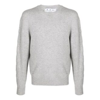 Jersey de lana de cuello redondo y manga larga Off-White para hombre, corte holgado, color gris