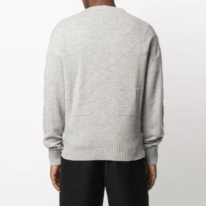 Jersey de lana de cuello redondo y manga larga Off-White para hombre, corte holgado, color gris