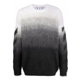 Jersey de lana de cuello redondo y manga larga Off-White para hombre FW21, con degradado, corte holgado, otoño, negro