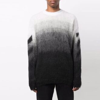 Jersey de lana de cuello redondo y manga larga Off-White para hombre FW21, con degradado, corte holgado, otoño, negro