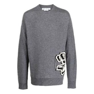Jersey de lana de cuello redondo y manga larga Off-White para hombre FW22, color gris