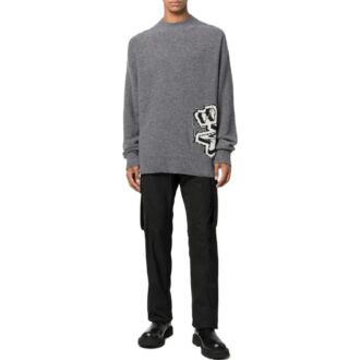 Jersey de lana de cuello redondo y manga larga Off-White para hombre FW22, color gris