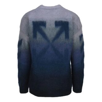 Jersey de lana de cuello redondo y manga larga para hombre Off-White, de corte holgado y efecto degradado, azul