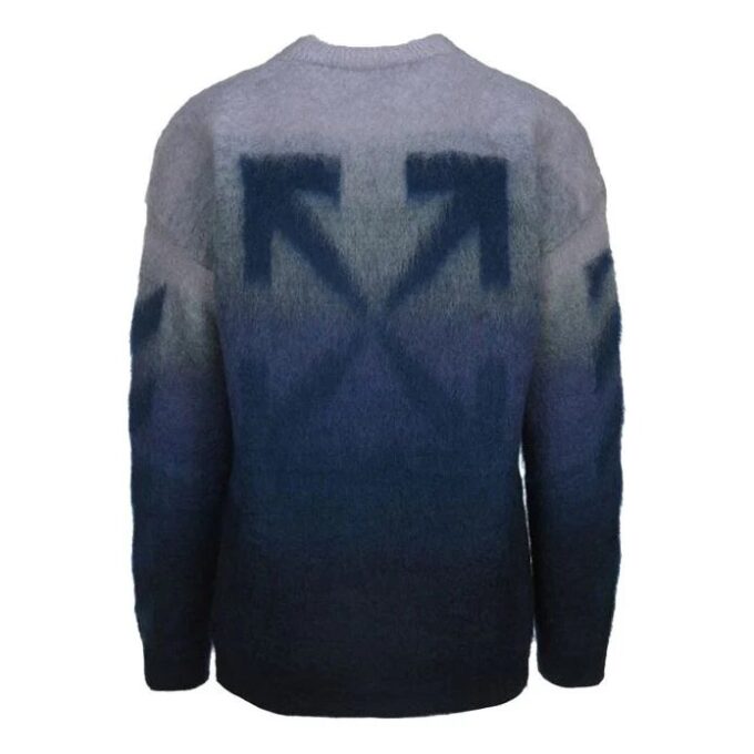 Jersey de lana de cuello redondo y manga larga para hombre Off-White, de corte holgado y efecto degradado, azul