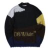 Jersey de lana de cuello redondo y manga larga para hombre Off-White en colores contrastantes, negro