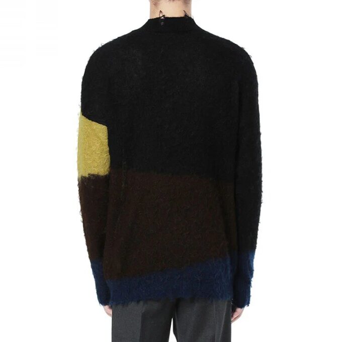 Jersey de lana de cuello redondo y manga larga para hombre Off-White en colores contrastantes, negro