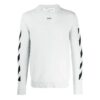 Jersey de lana de hombre Off-White con rayas diagonales en forma de Diagonal Arrow y diseño intarsia, corte entallado, blanco