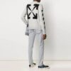 Jersey de lana de hombre Off-White con rayas diagonales en forma de Diagonal Arrow y diseño intarsia, corte entallado, blanco