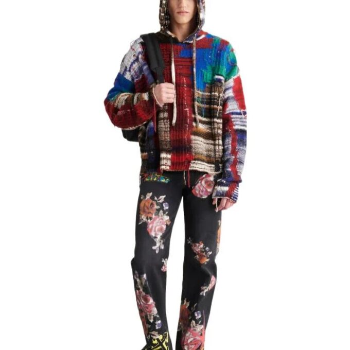 Jersey de lana de manga larga con capucha y bloques de color Off-White para hombre, colección Otoño-Invierno 2022