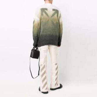 Jersey de lana de manga larga con cuello redondo y efecto degradado para hombre de Off-White, corte holgado, multicolor