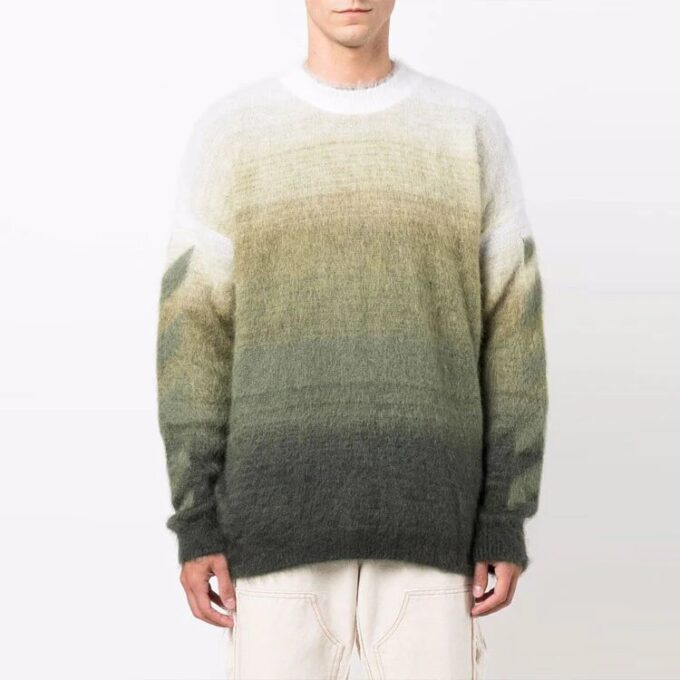 Jersey de lana de manga larga con cuello redondo y efecto degradado para hombre de Off-White, corte holgado, multicolor