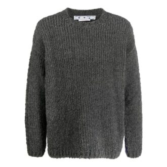 Jersey de lana de punto acanalado con patrón de empalme Off-White para hombre, temporada otoño-invierno 2022, color negro Jersey de lana de punto acanalado con patrón de empalme Off-White para hombre, temporada otoño-invierno 2022, color negro
