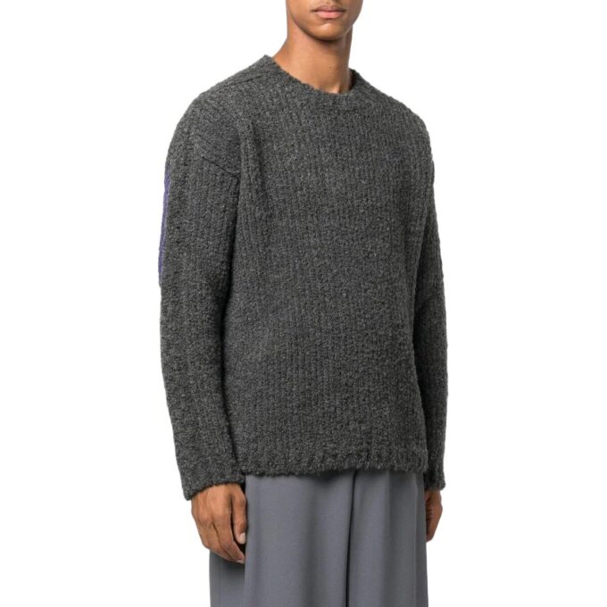Jersey de lana de punto acanalado con patrón de empalme Off-White para hombre, temporada otoño-invierno 2022, color negro