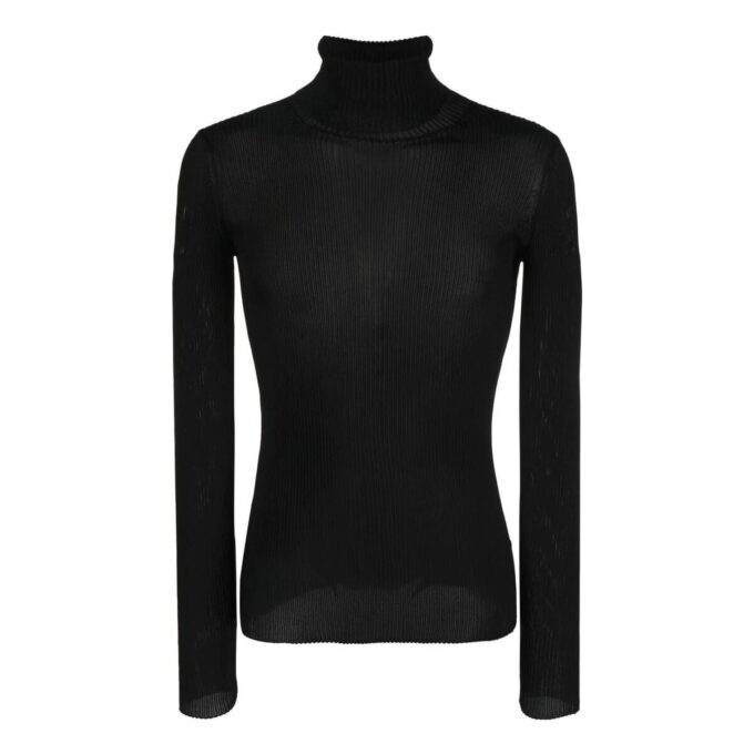 Jersey de lana de punto elástico y corte ajustado Off-White para hombre, colección primavera-verano 2022, color negro