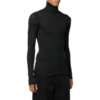 Jersey de lana de punto elástico y corte ajustado Off-White para hombre, colección primavera-verano 2022, color negro Jersey de lana de punto elástico y corte ajustado Off-White para hombre, colección primavera-verano 2022, color negro