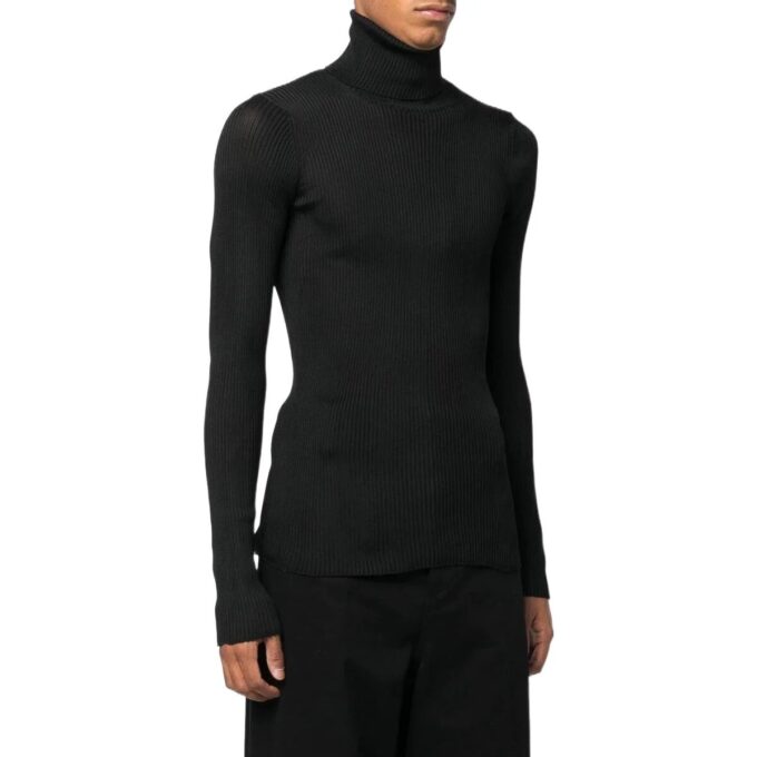 Jersey de lana de punto elástico y corte ajustado Off-White para hombre, colección primavera-verano 2022, color negro