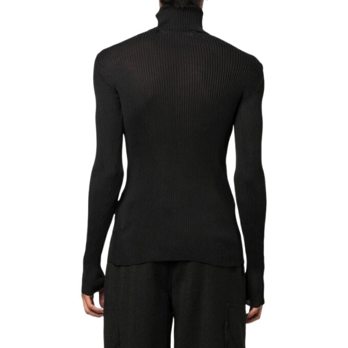 Jersey de lana de punto elástico y corte ajustado Off-White para hombre, colección primavera-verano 2022, color negro