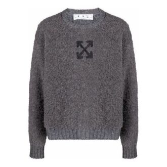 Jersey de lana liso con logo de Off-White para hombre, con diseño de Arrows, gris