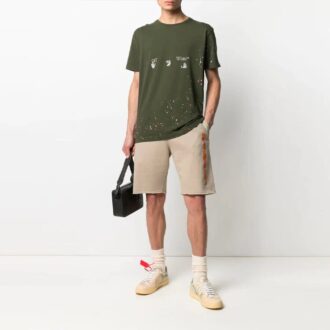 Jersey de manga corta con estampado de logotipo SS21, pantalones cortos holgados, verde Jersey de manga corta con estampado de logotipo SS21, pantalones cortos holgados, verde
