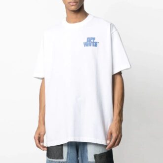 Jersey de manga corta con estampado del logotipo de la temporada primavera-verano 2021, corte holgado, blanco Jersey de manga corta con estampado del logotipo de la temporada primavera-verano 2021, corte holgado, blanco