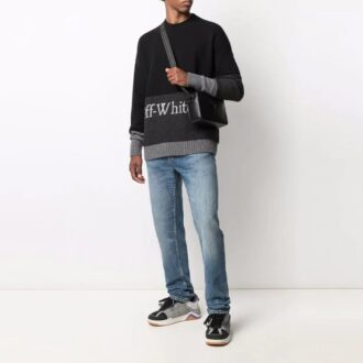 Jersey de manga larga con estampado de logotipo FW21 Negro