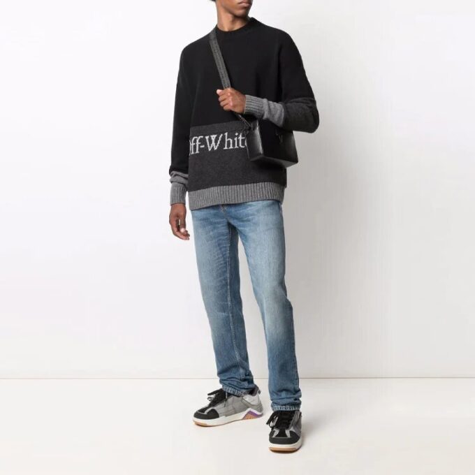 Jersey de manga larga con estampado de logotipo FW21 Negro