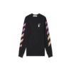 Jersey de manga larga con rayas diagonales para hombre, negro
