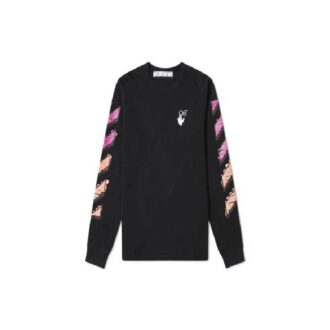 Jersey de manga larga con rayas diagonales para hombre, negro