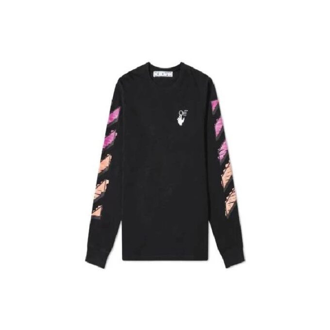 Jersey de manga larga con rayas diagonales para hombre, negro