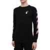 Jersey de manga larga con rayas diagonales para hombre, negro